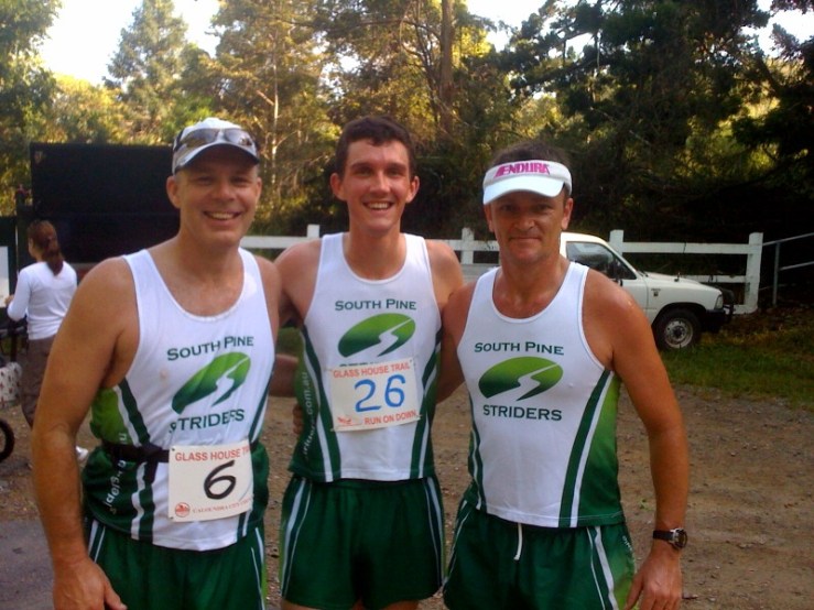 Erik Anderson, Greg Hall, Stan Fetting celebrate the end of the pain at Pinnacles CLassic 2009
