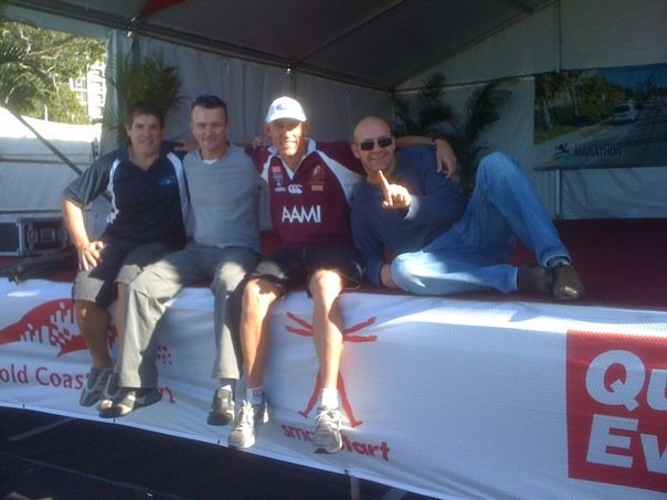 The Tent Crew on Saturday after setting up in the club area: Fabian Gonzalez, Stan Fetting, Brett Jackson, Jerrod Smith